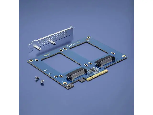 Alt view image 3 of 7 - PCIe 3.0 x8 to Dual U.2 NVMe SSD Adapter Card, SFF-8639 Interface with Full Height Bracket for Server NAS Desktop Storage Expansion