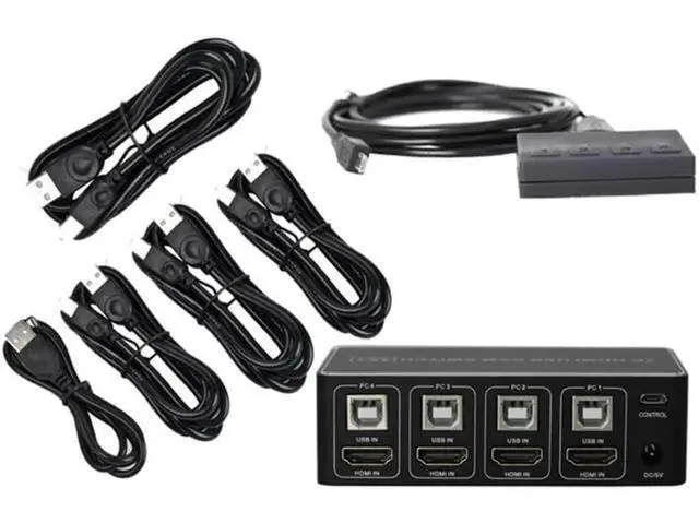 Alt view image 6 of 7 - 4 Port HDMI KVM Switch 4K@30Hz 1080P@60Hz, 4 In 1 Out USB HDMI KVM Switcher, Share Keyboard Mouse Hub for PC Laptop, Compatible with Windows Mac OS