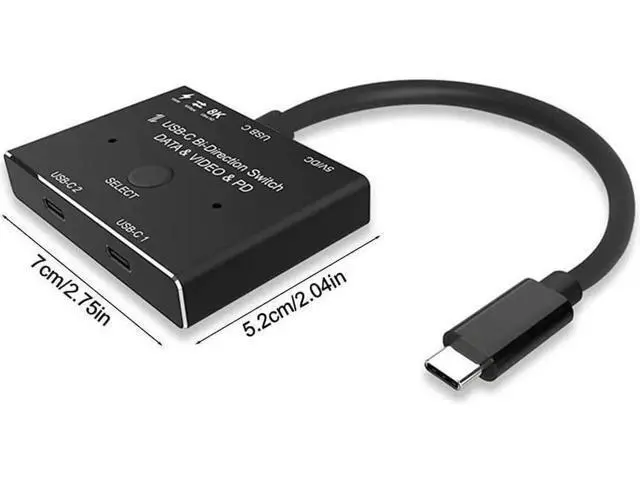 Alt view image 2 of 7 - USB-C Bi-Directional 8K@60Hz KVM Switch, 2 In 2 Out Type-C Two-Way Switcher 10Gbps Data 100W PD Charging, KVM Selector Hub for 2 Computers and 2 Monitors Docking Station Connection
