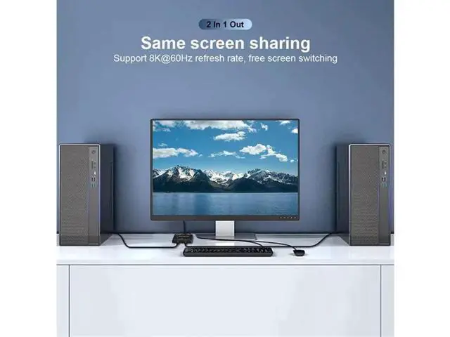 Alt view image 3 of 7 - USB-C Bi-Directional 8K@60Hz KVM Switch, 2 In 2 Out Type-C Two-Way Switcher 10Gbps Data 100W PD Charging, KVM Selector Hub for 2 Computers and 2 Monitors Docking Station Connection