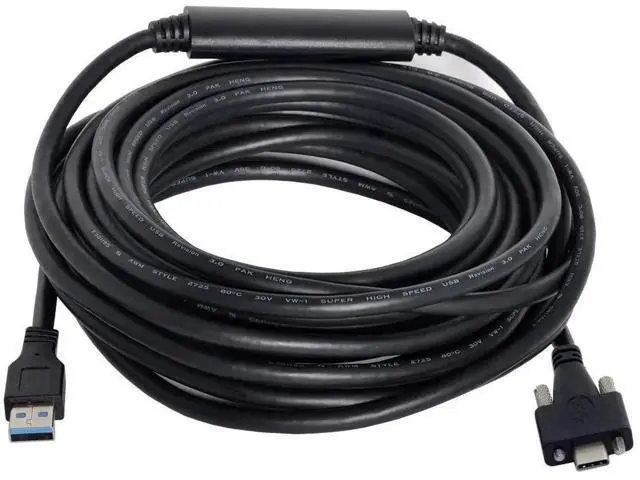 Alt view image 4 of 6 - 5 Meters USB 3.1 Type-C Dual Screw Locking to Standard USB 3.0 Cable, Panel Mount Data Cord Compatible with Camera and Recorder