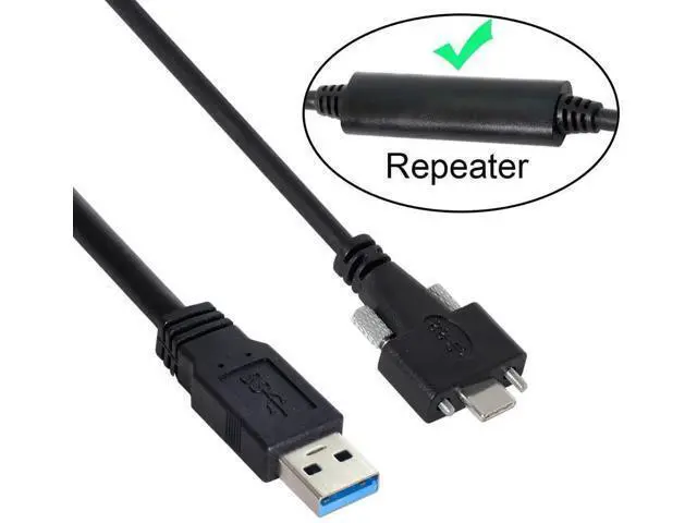 Alt view image 5 of 6 - 5 Meters USB 3.1 Type-C Dual Screw Locking to Standard USB 3.0 Cable, Panel Mount Data Cord Compatible with Camera and Recorder