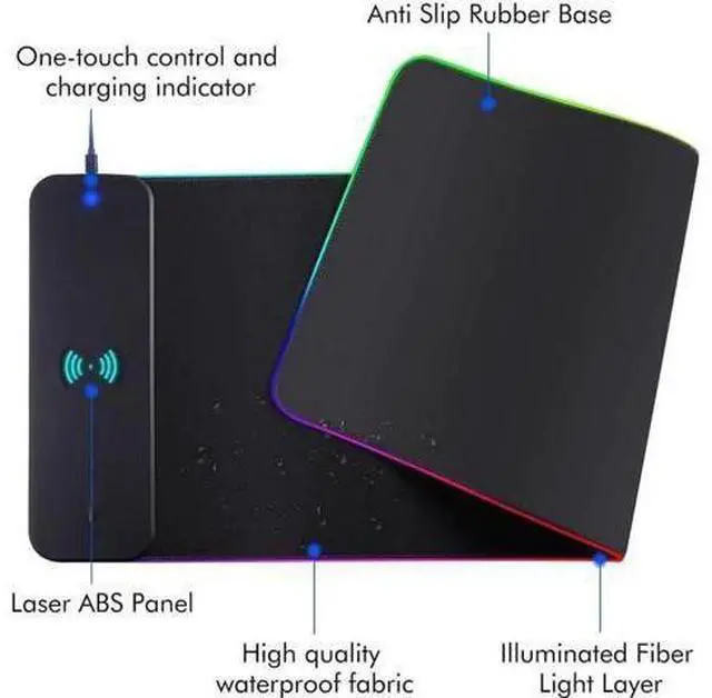 Alt view image 6 of 7 - 10W Wireless Charging RGB Gaming Mouse Pad, 800x300x4MM Extended Large LED Desk Mat, 10 Light Modes Non-Slip Rubber Base Keyboard Mousepad for Gaming
