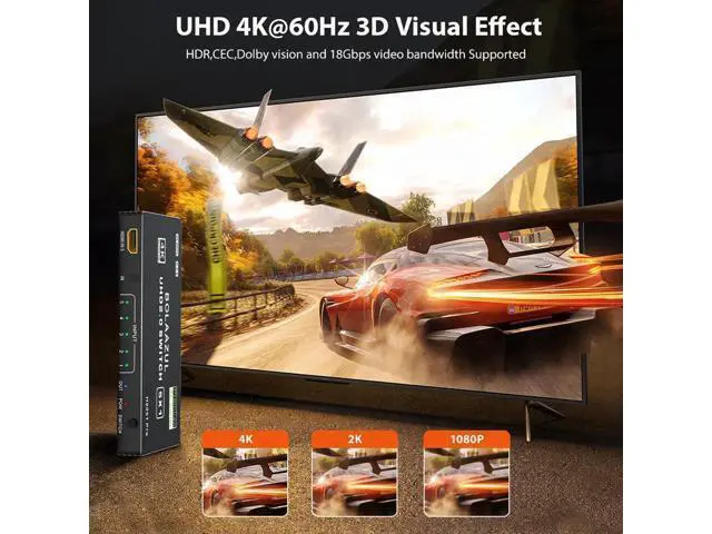 Alt view image 3 of 7 - 5 in 1 Out 4K@60Hz HDMI Switch, 5 Port HDMI Port Expander with IR Remote, Support 3D HDR HDCP2.2, Black Compatible with PS5 PS4 PS3 Xbox Nintendo Switch Roku Fire Stick TV