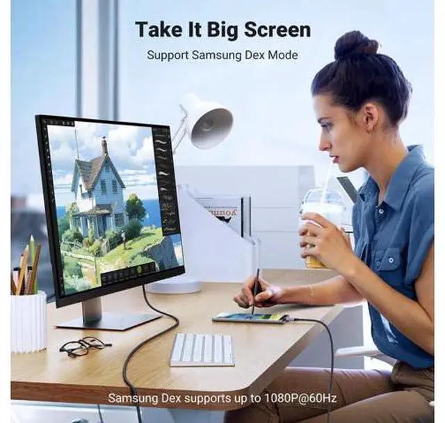 Alt view image 3 of 7 - UGREEN 5FT USB C to HDMI 2.1 Cable, Thunderbolt 4/3 Compatible 48Gbps Type C to HDMI Cord, 8K@60Hz 4K@240Hz HDR HDCP2.3, Works with MacBook iPad Mac mini iPhone 17 ProMax Galaxy S25 Pixel 9 XPS