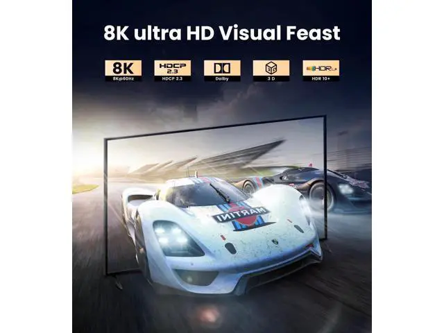 Alt view image 6 of 7 - HDMI 2.1 Splitter 1 in 2 Out, 8K@60Hz 48Gbps Mirror Screen Duplicate Only Not Extended, 4K@120Hz HDCP 2.3 HDR 10+ RGB 4:4:4, Compatible with PS5, Xbox and Streaming Devices