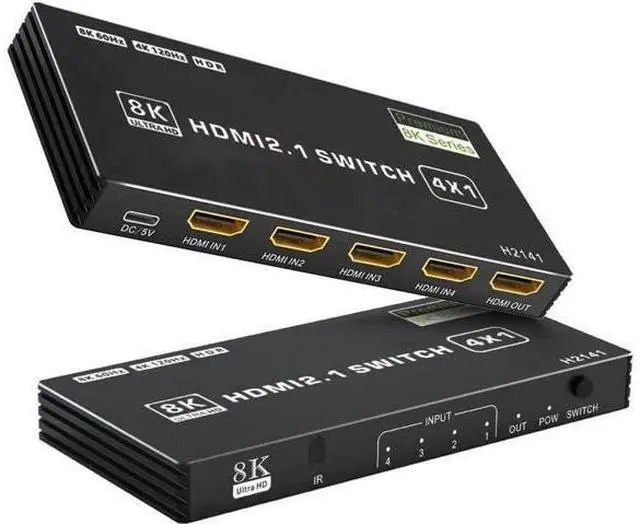 Main image of 8K HDMI Switch 4 in 1 Out, 4 Port HDMI 2.1 Switch Box with IR Remote Control, 48Gbps HDR10 HDCP2.3 DPCP Auto Switching, Compatible with PS5 PS4 Xbox NS HDTV Monitor