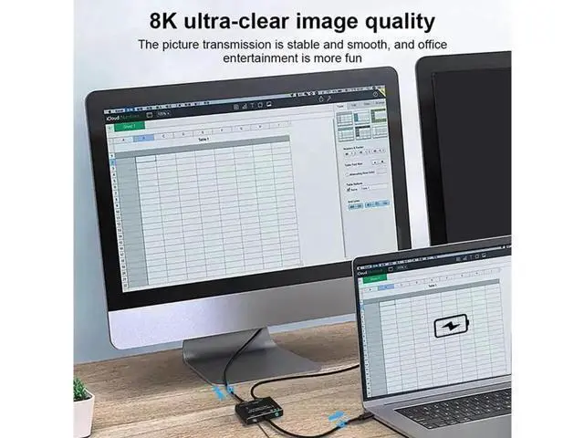 Alt view image 6 of 7 - USB-C Bi-Directional 8K@60Hz KVM Switch, 2 In 2 Out Type-C Two-Way Switcher 10Gbps Data 100W PD Charging, KVM Selector Hub for 2 Computers and 2 Monitors Docking Station Connection