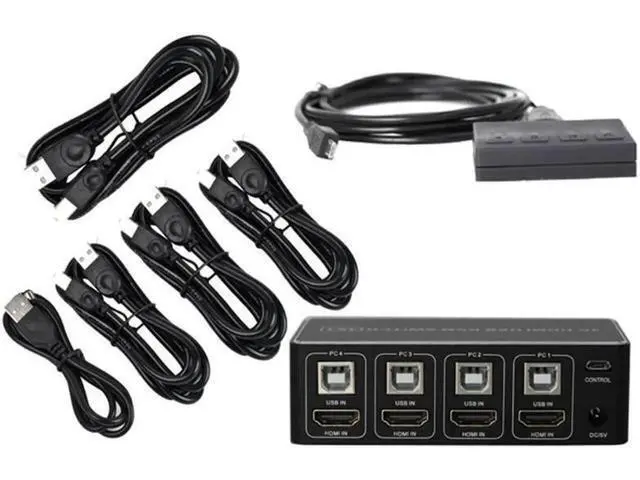 Alt view image 4 of 7 - 4 Port HDMI KVM Switch 4K@30Hz 1080P@60Hz 4 in 1 Out HDMI USB KVM Switcher for PC Laptop Keyboard Mouse