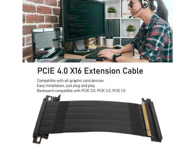 Alt view image 3 of 7 - 18CM Black Dual Sided Reverse 180 Degree PCIe 4.0 X16 Riser Cable High Speed GPU Extension Cord Compatible with RX 7900 7800 7700 7600 7500 Series