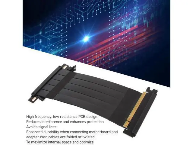 Alt view image 2 of 7 - 18CM Black Dual Sided Reverse 180 Degree PCIe 4.0 X16 Riser Cable High Speed GPU Extension Cord Compatible with RX 7900 7800 7700 7600 7500 Series