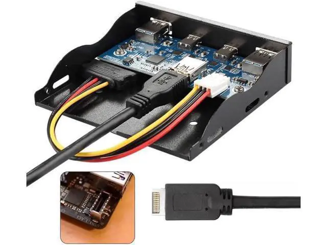 Alt view image 3 of 3 - 4 Ports USB 3.0 Hub Front Panel, Motherboard USB 3.1 Header Extension Cable, 3.5 Inch Floppy Bay Internal USB Front Panel Adapter Cord
