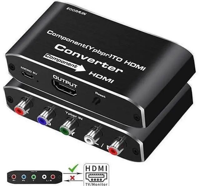 Main image of Component to HDMI Converter, 5RCA YPbPr RGB to HDMI Adapter, 1080P HDMI V1.4 Video Audio Converter for DVD PSP Xbox PS2 N64 to HDTV Monitor Projector