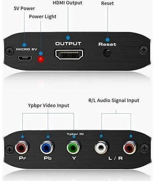 Alt view image 4 of 7 - Component to HDMI Converter, 5RCA YPbPr RGB to HDMI Adapter, 1080P HDMI V1.4 Video Audio Converter for DVD PSP Xbox PS2 N64 to HDTV Monitor Projector