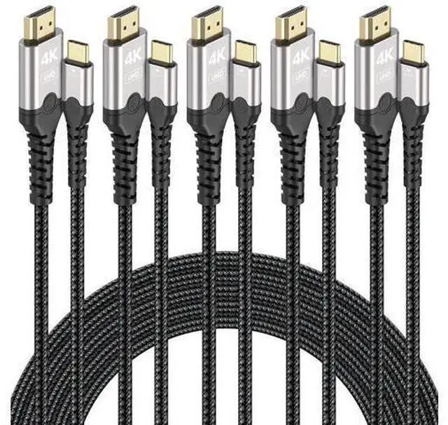 Main image of 5-Pack 3ft USB C to HDMI Cable, 4K@30Hz 1080P@120Hz Uni-Directional Type C to HDMI Cord, Thunderbolt 3/4 Compatible for Phone, iPad, PC, Laptop, Monitor, TV, Projector