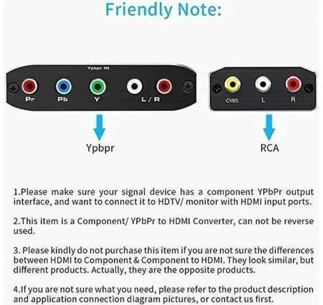 Alt view image 6 of 7 - Component to HDMI Converter, 5RCA YPbPr RGB to HDMI Adapter, 1080P HDMI V1.4 Video Audio Converter for DVD PSP Xbox PS2 N64 to HDTV Monitor Projector