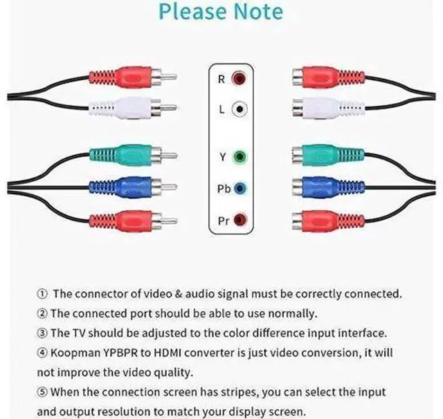 Alt view image 7 of 7 - Component to HDMI Converter, 5RCA YPbPr RGB to HDMI Adapter, 1080P HDMI V1.4 Video Audio Converter for DVD PSP Xbox PS2 N64 to HDTV Monitor Projector