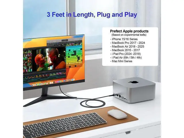 Alt view image 3 of 7 - 5-Pack 3ft USB C to HDMI Cable, 4K@30Hz 1080P@120Hz Uni-Directional Type C to HDMI Cord, Thunderbolt 3/4 Compatible for Phone, iPad, PC, Laptop, Monitor, TV, Projector