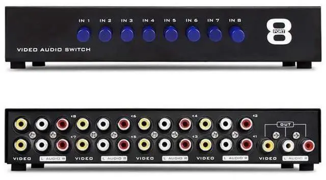 Alt view image 4 of 7 - 8Port RCA AV Switch Box, 8 in 1 Out Composite Audio Video Selector Splitter Hub for TV