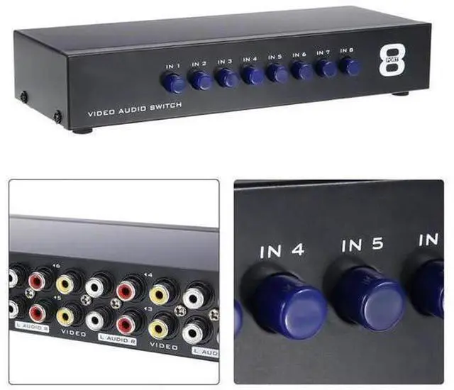 Alt view image 7 of 7 - 8Port RCA AV Switch Box, 8 in 1 Out Composite Audio Video Selector Splitter Hub for TV