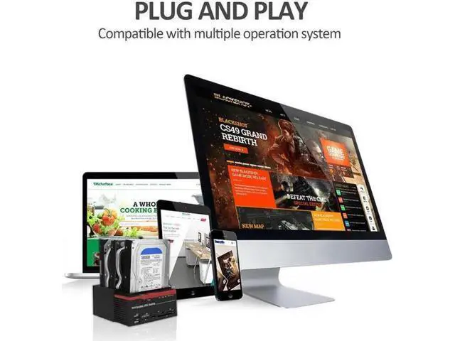 Alt view image 2 of 7 - 3-Bay IDE SATA HDD Docking Station, USB 3.0 Hard Drive Dock with Offline Clone & Multi Card Reader Function