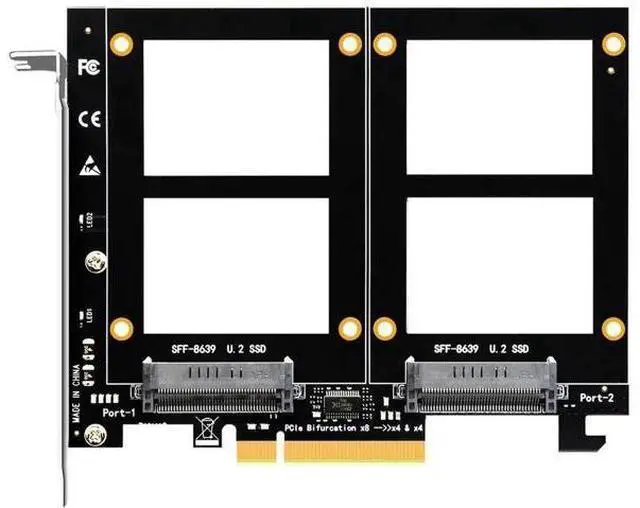Main image of PU21 Dual U.2 to PCIe 4.0 X8 Adapter Card, No Onboard PCIe Bifurcation, Support Software U.2 SSD RAID, Require Motherboard PCIe Bifurcation