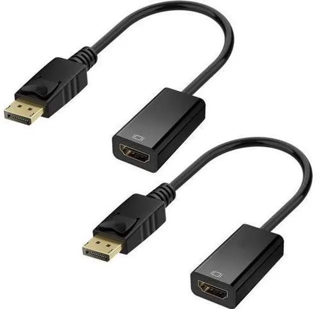 Main image of 4K DisplayPort (DP) to HDMI Adapter, Gold-Plated Uni-Directional Display Port PC to HDMI Screen Converter (Male to Female) Compatible with HP, D.ell, L.enovo & More, Passive - Black 2pack