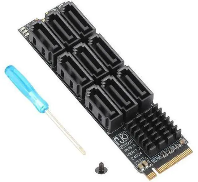 Main image of 9 Ports M.2 NVMe to SATA 3.0 Expansion Adapter Card, ASM1166 Chip 6Gbps High Speed Converter with LED Indicator