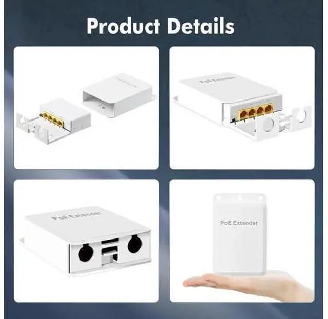 Alt view image 7 of 7 - Outdoor Gigabit PoE Passthrough Switch, 1 PoE In 3 PoE Out Extender, IEEE802.3af/at Compliant, 10/100/1000Mbps Ethernet, Waterproof Wall Mount, Plug and Play