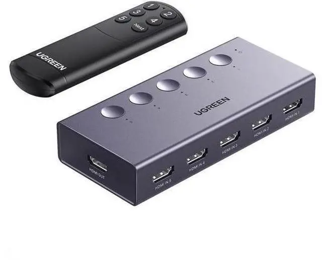 Main image of UGREEN 5Port HDMI Switch 5 in 1 Out 4K@60Hz, Grey HDMI Switcher Splitter with Remote Control, Supports 3D CEC HDR HDCP2.2, Compatible with PS5 PS4 PS3 Xbox Nintendo Switch Roku TV Fire Stick