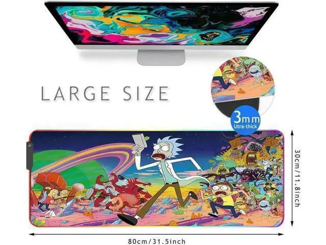 Alt view image 3 of 6 - RGB Gaming Mouse Pad Large 80x30cm, LED Glowing Extended Mouse Mat, USB Powered Waterproof Oversize Keyboard Mouse Pad with Non-Slip Rubber Base for PC Gaming Office