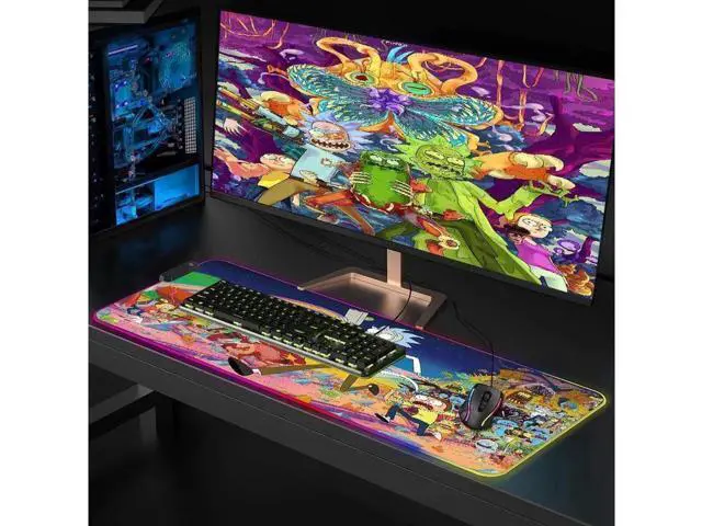 Alt view image 5 of 6 - RGB Gaming Mouse Pad Large 80x30cm, LED Glowing Extended Mouse Mat, USB Powered Waterproof Oversize Keyboard Mouse Pad with Non-Slip Rubber Base for PC Gaming Office