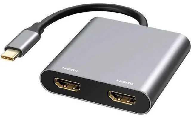 Main image of 4 in 1 USB C Hub, Type C to Dual HDMI-Compatible + USB 3.0 Multiport Adapter, 4K Resolution Compatible with MAC OS Windows Android Linux