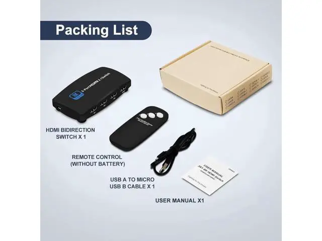Alt view image 2 of 7 - 8K Ultra HD HDMI Switch 3 in 1 Out, 48Gbps HDMI 2.1 Switcher with IR Remote Control, Support 8K@60Hz 4K@120Hz 1080P@240Hz, Compatible with Xbox Series X, PS5, TV and Monitor