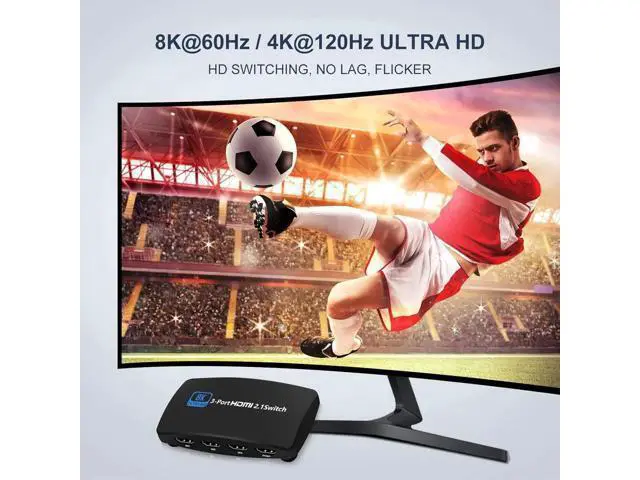 Alt view image 5 of 7 - 8K Ultra HD HDMI Switch 3 in 1 Out, 48Gbps HDMI 2.1 Switcher with IR Remote Control, Support 8K@60Hz 4K@120Hz 1080P@240Hz, Compatible with Xbox Series X, PS5, TV and Monitor