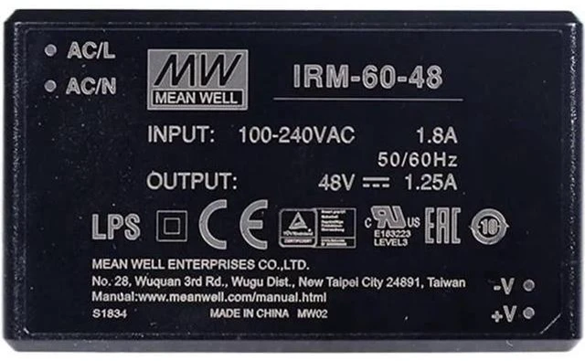 Main image of IRM-60-48 Encapsulated Power Module, 110V/220V AC to 48V DC 1.25A 60W PCB-Mount Switching Power Supply Module