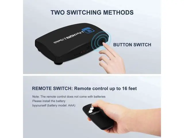 Alt view image 7 of 7 - 8K Ultra HD HDMI Switch 3 in 1 Out, 48Gbps HDMI 2.1 Switcher with IR Remote Control, Support 8K@60Hz 4K@120Hz 1080P@240Hz, Compatible with Xbox Series X, PS5, TV and Monitor