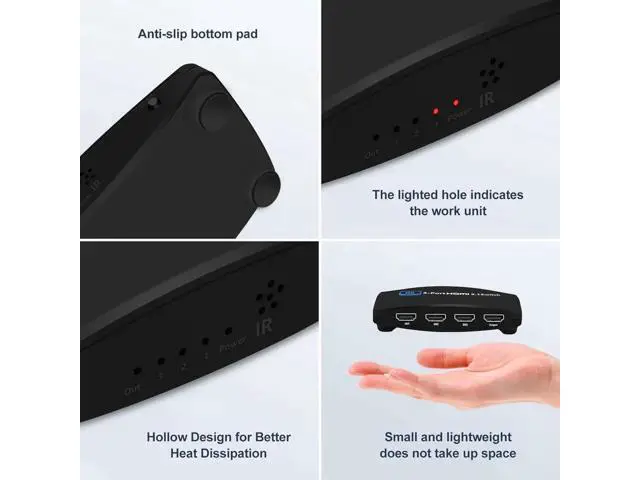 Alt view image 6 of 7 - 8K Ultra HD HDMI Switch 3 in 1 Out, 48Gbps HDMI 2.1 Switcher with IR Remote Control, Support 8K@60Hz 4K@120Hz 1080P@240Hz, Compatible with Xbox Series X, PS5, TV and Monitor