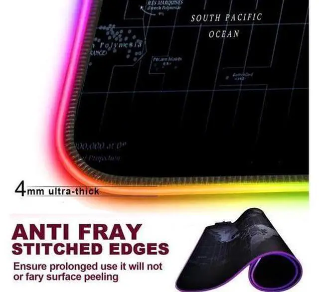 Alt view image 5 of 7 - 31.5'' x 15in RGB Gaming Mouse Pad, 4mm Thick Map Pattern Extra Large Desk Mat, Waterproof Office Desktop Mat with 10 Lighting Modes for PC Keyboard Mouse Gaming Setup