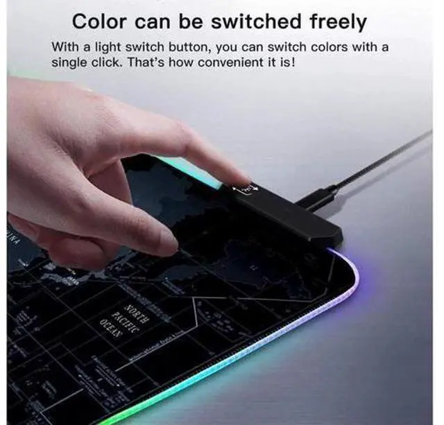 Alt view image 7 of 7 - 31.5'' x 15in RGB Gaming Mouse Pad, 4mm Thick Map Pattern Extra Large Desk Mat, Waterproof Office Desktop Mat with 10 Lighting Modes for PC Keyboard Mouse Gaming Setup