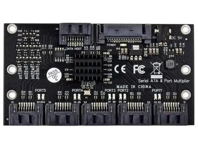 Alt view image 2 of 6 - SATA 3.0 1 to 5 Port Expansion Card, 6Gbps Hard Drive Multiplier Adapter Card Support PM Function for Desktop Motherboard