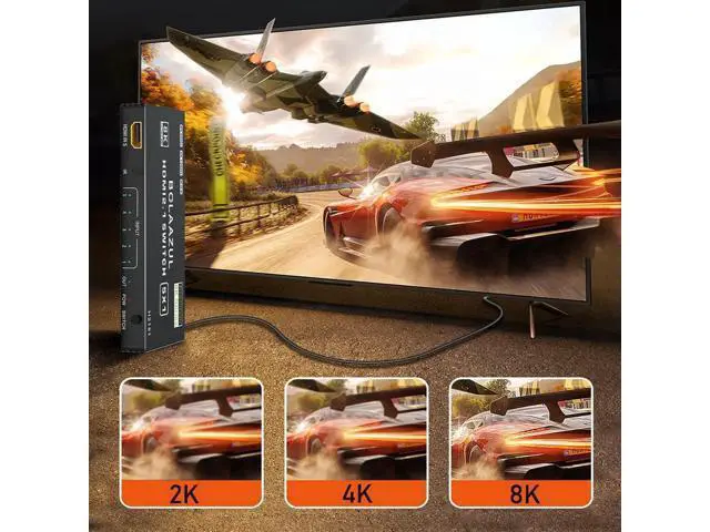 Alt view image 6 of 7 - 5 in 1 Out 8K HDMI 2.1 Switch, 5-Port 48Gbps HDMI Switcher with IR Remote, Support 8K@60Hz 4K@120Hz 2K@144Hz HDR CEC Dolby Vision, Compatible with Xbox Series X PS5