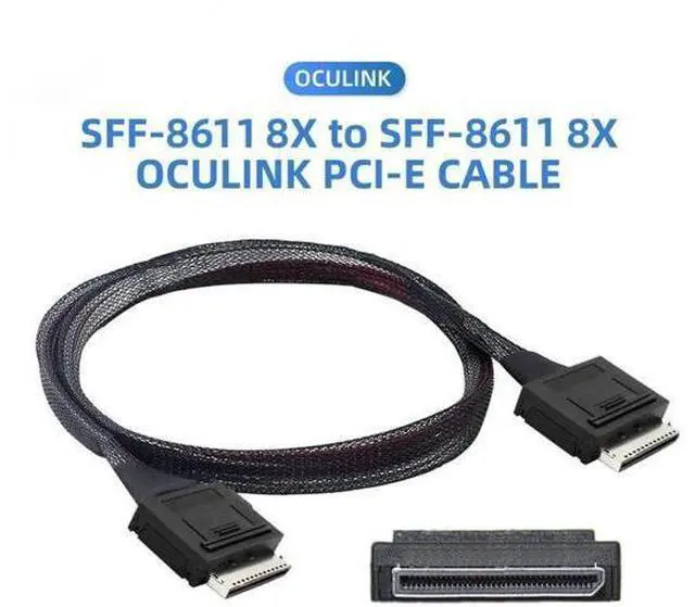 Alt view image 5 of 7 - 50cm OCuLink SFF-8611 8X to SFF-8611 8X PCIe Active SSD Data Cable