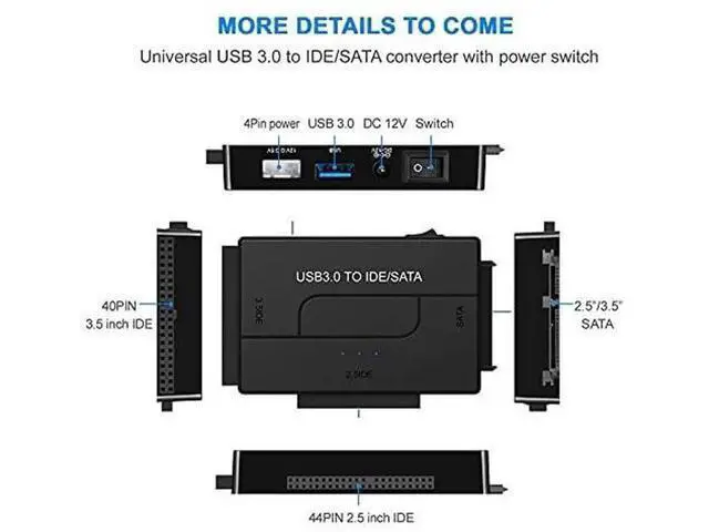 Alt view image 7 of 7 - USB 3.0 to IDE SATA Hard Drive Converter Adapter with USB 3.0 Switch for 2.5/3.5 Inch HDD SSD
