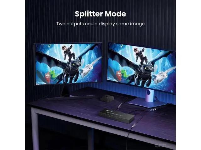 Alt view image 3 of 7 - 4x2 HDMI Matrix Switch 4 in 2 Out, HDMI Video Switcher Splitter with Optical & L/R Audio Output, Ultra HD 4K 3D 1080P EDID Audio Extractor, Includes IR Remote Control