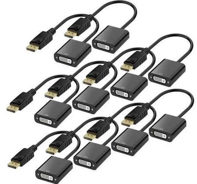 Main image of 10 Packs DisplayPort to DVI-D Adapter, Gold-Plated Male to Female DP to DVI Converter, Black Compatible with Desktop Laptop PC Monitor Projector HDTV