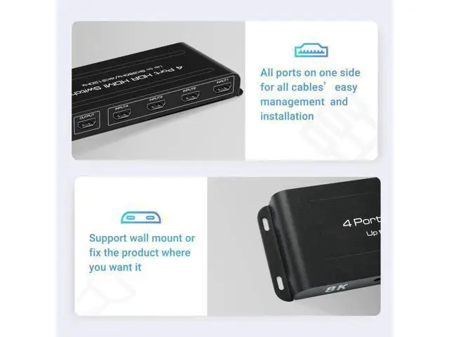 Alt view image 6 of 7 - 4 in 1 Out HDMI 2.1 Switch 8K@60Hz, 4K@120Hz Auto HDMI Switcher Selector with IR Remote, 48Gbps Bandwidth Support 1080P@240Hz 3D, Compatible with Fire Stick PS5 Roku Xbox