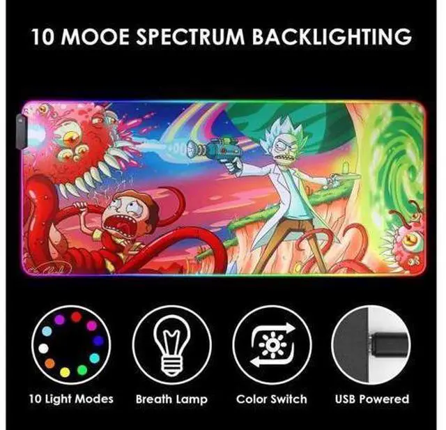 Alt view image 5 of 5 - RGB Large Gaming Mouse Pad 90×40CM, Soft Glowing LED Extended Mousepad, USB Powered Lighted Computer Keyboard Mat with Non-Slip Rubber Base for PC Gaming Desk