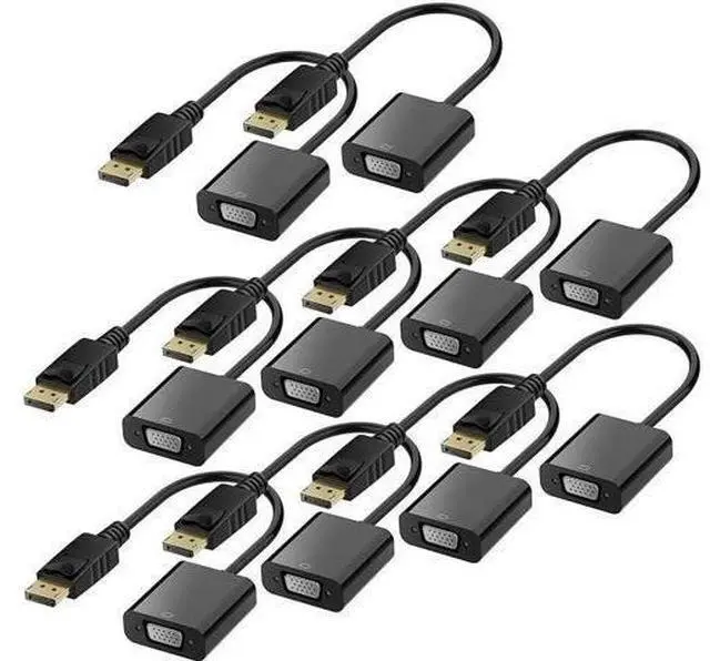 Main image of 10 Packs DisplayPort to VGA Adapter, Gold-Plated Male to Female DP to VGA Converter, Black Compatible with Desktop Laptop PC Monitor Projector HDTV