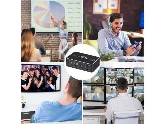 Alt view image 4 of 7 - 4 Port HDMI KVM Switch 4 in 1 Out, 4K@60Hz KVM Switch Box with 4 USB Type-B Cables, EDID HDCP 2.2 3D Supported, 4 Computers Share Keyboard Mouse Printer HDTV Monitor
